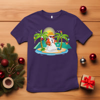 Christmas In Hawaii T Shirt Hawaiian Snowman Xmas Palm Tree At The Beach - Wonder Print Shop