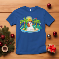 Christmas In Hawaii T Shirt Hawaiian Snowman Xmas Palm Tree At The Beach - Wonder Print Shop