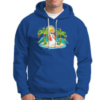 Christmas In Hawaii Hoodie Hawaiian Snowman Xmas Palm Tree At The Beach - Wonder Print Shop