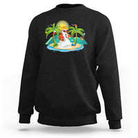 Christmas In Hawaii Sweatshirt Hawaiian Snowman Xmas Palm Tree At The Beach - Wonder Print Shop