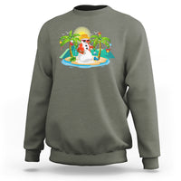 Christmas In Hawaii Sweatshirt Hawaiian Snowman Xmas Palm Tree At The Beach - Wonder Print Shop