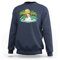 Christmas In Hawaii Sweatshirt Hawaiian Snowman Xmas Palm Tree At The Beach - Wonder Print Shop