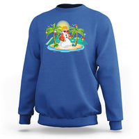 Christmas In Hawaii Sweatshirt Hawaiian Snowman Xmas Palm Tree At The Beach - Wonder Print Shop