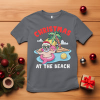 Funny Flamingo Float Santa Claus Christmas At The Beach T Shirt - Wonder Print Shop