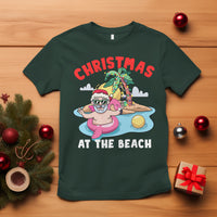 Funny Flamingo Float Santa Claus Christmas At The Beach T Shirt - Wonder Print Shop