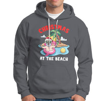 Funny Flamingo Float Santa Claus Christmas At The Beach Hoodie - Wonder Print Shop