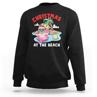 Funny Flamingo Float Santa Claus Christmas At The Beach Sweatshirt - Wonder Print Shop