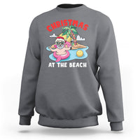 Funny Flamingo Float Santa Claus Christmas At The Beach Sweatshirt - Wonder Print Shop
