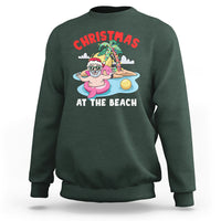Funny Flamingo Float Santa Claus Christmas At The Beach Sweatshirt - Wonder Print Shop