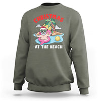 Funny Flamingo Float Santa Claus Christmas At The Beach Sweatshirt - Wonder Print Shop