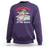 Funny Flamingo Float Santa Claus Christmas At The Beach Sweatshirt - Wonder Print Shop