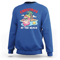 Funny Flamingo Float Santa Claus Christmas At The Beach Sweatshirt - Wonder Print Shop