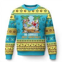 Tropical Xmas Ugly Christmas Sweater No Cookies Just Cocktails Drunk Santa Reindeer - Wonder Print Shop