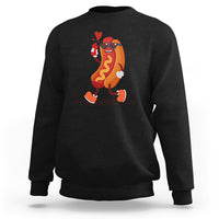 Valentine's Day Sweatshirt Heart Hot Dog Cute Sausage Bun Food Lover - Wonder Print Shop