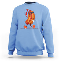 Valentine's Day Sweatshirt Heart Hot Dog Cute Sausage Bun Food Lover - Wonder Print Shop