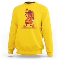 Valentine's Day Sweatshirt Heart Hot Dog Cute Sausage Bun Food Lover - Wonder Print Shop