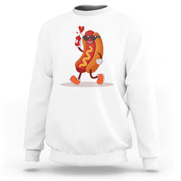 Valentine's Day Sweatshirt Heart Hot Dog Cute Sausage Bun Food Lover - Wonder Print Shop