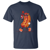 Valentine's Day T Shirt Heart Hot Dog Cute Sausage Bun Food Lover - Wonder Print Shop