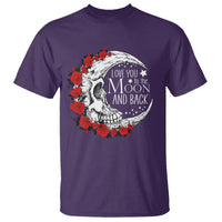 Valentine's Day T Shirt Love You To The Moon And Back Skull Rose - Wonder Print Shop