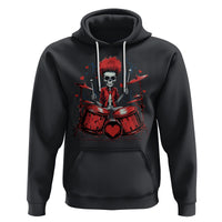 Valentine's Day Hoodie Cool Skeleton Drummer Rock Lover - Wonder Print Shop