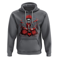 Valentine's Day Hoodie Cool Skeleton Drummer Rock Lover - Wonder Print Shop