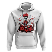Valentine's Day Hoodie Cool Skeleton Drummer Rock Lover - Wonder Print Shop