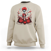 Valentine's Day Sweatshirt Cool Skeleton Drummer Rock Lover - Wonder Print Shop
