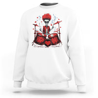 Valentine's Day Sweatshirt Cool Skeleton Drummer Rock Lover - Wonder Print Shop