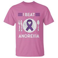 I Beat Anorexia Purple Ribbon Eating Disorder T Shirt - Wonder Print Shop