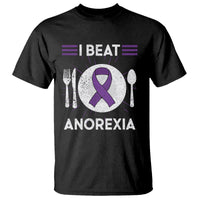 I Beat Anorexia Purple Ribbon Eating Disorder T Shirt - Wonder Print Shop