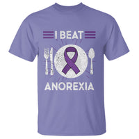 I Beat Anorexia Purple Ribbon Eating Disorder T Shirt - Wonder Print Shop