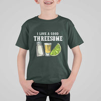 Funny Bartender T Shirt For Kid I Love Good Threesom Salt Lime Tequila