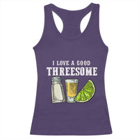 Funny Bartender Racerback Tank Top I Love Good Threesom Salt Lime Tequila