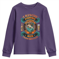 Funny Fishing Drinking Youth Sweatshirt I Rescue Fish From Water And Beer From Bottles