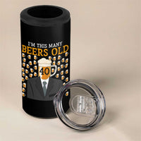 Funny 40th Birthday Drinking 4 in 1 Can Cooler Tumbler I'm This Many Beers Old