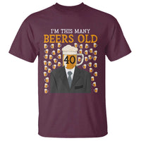 Funny 40th Birthday Drinking T Shirt I'm This Many Beers Old