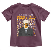 Funny 40th Birthday Drinking Toddler T Shirt I'm This Many Beers Old
