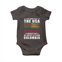 Colombian American Baby Onesie My Home Is In The USA But My Heart Is From Colombia