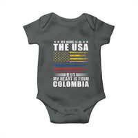 Colombian American Baby Onesie My Home Is In The USA But My Heart Is From Colombia