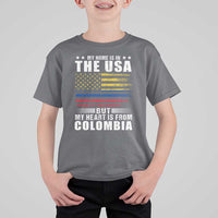 Colombian American T Shirt For Kid My Home Is In The USA But My Heart Is From Colombia
