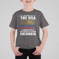 Colombian American T Shirt For Kid My Home Is In The USA But My Heart Is From Colombia