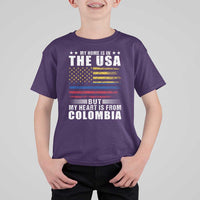 Colombian American T Shirt For Kid My Home Is In The USA But My Heart Is From Colombia