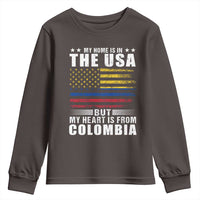 Colombian American Youth Sweatshirt My Home Is In The USA But My Heart Is From Colombia
