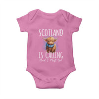 Scotland is Calling and I must Go Highland Cow Baby Onesie