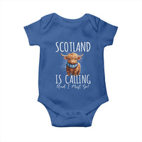 Scotland is Calling and I must Go Highland Cow Baby Onesie