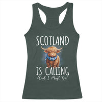 Scotland is Calling and I must Go Highland Cow Racerback Tank Top