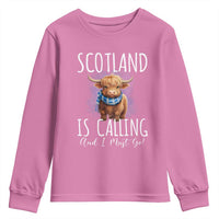 Scotland is Calling and I must Go Highland Cow Youth Sweatshirt