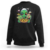 Alien Eating Pizza Outer Space With Planet UFO Sweatshirt - Wonder Print Shop