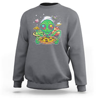 Alien Eating Pizza Outer Space With Planet UFO Sweatshirt - Wonder Print Shop