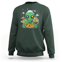 Alien Eating Pizza Outer Space With Planet UFO Sweatshirt - Wonder Print Shop